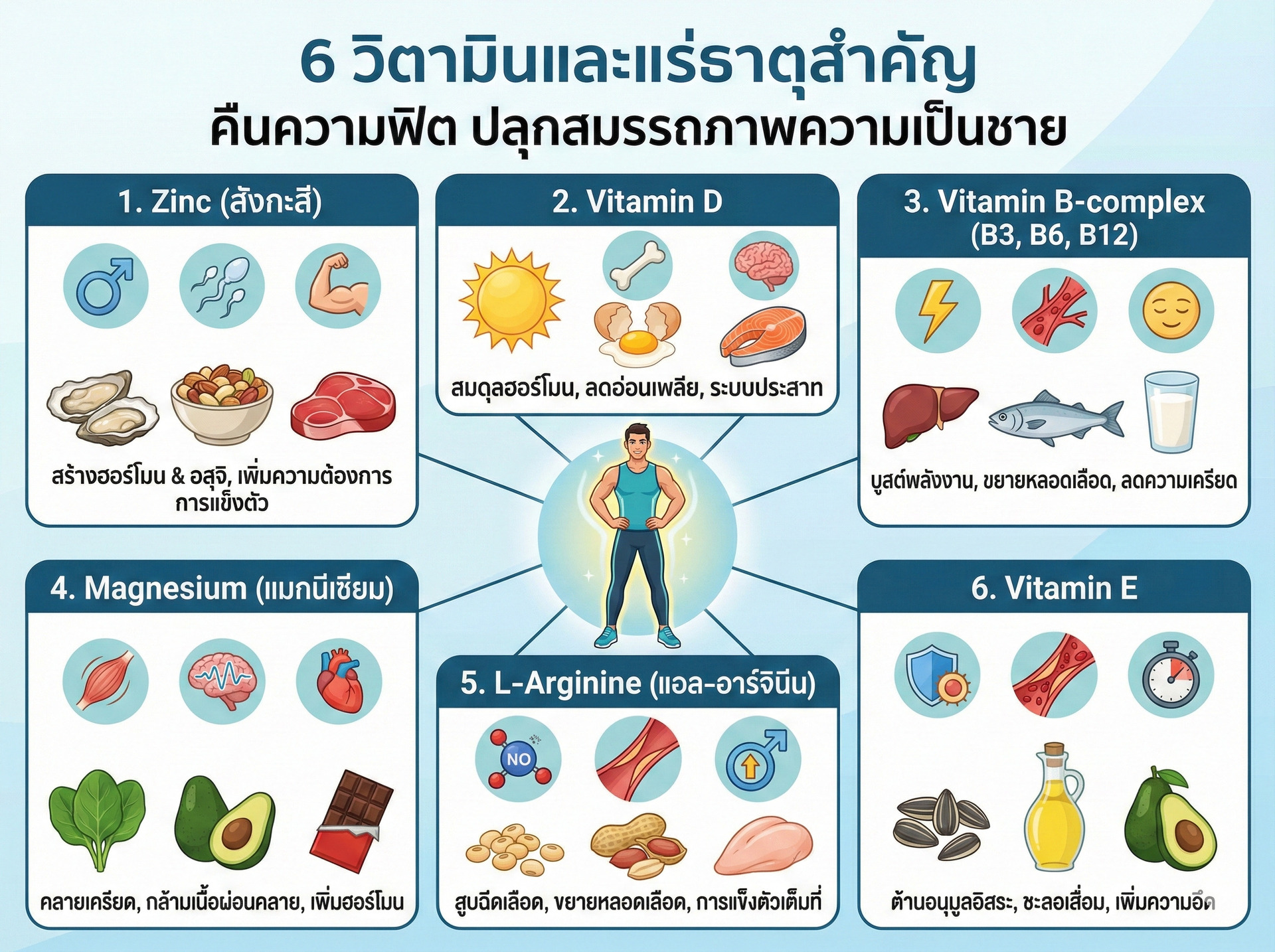 6 วิตามินและแร่ธาตุสำคัญ คืนความฟิต ปลุกสมรรถภาพความเป็นชาย